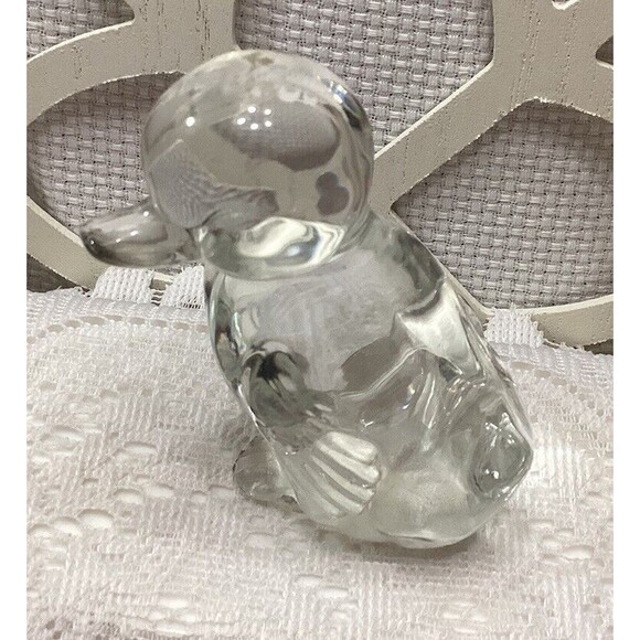 Clear Art Glass Duckling Paperweight Farm Decor Figure Fenton Style Unmarked - Picture 6 of 13